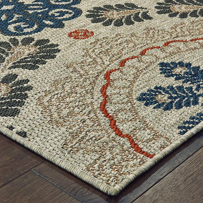 5' X 7' Blue And Gray Moroccan Indoor Outdoor Area Rug