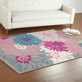 5' X 7' Gray And Pink Floral Area Rug