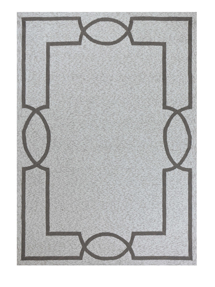 5' X 7' Ivory And Brown Geometric Handmade Indoor Outdoor Area Rug