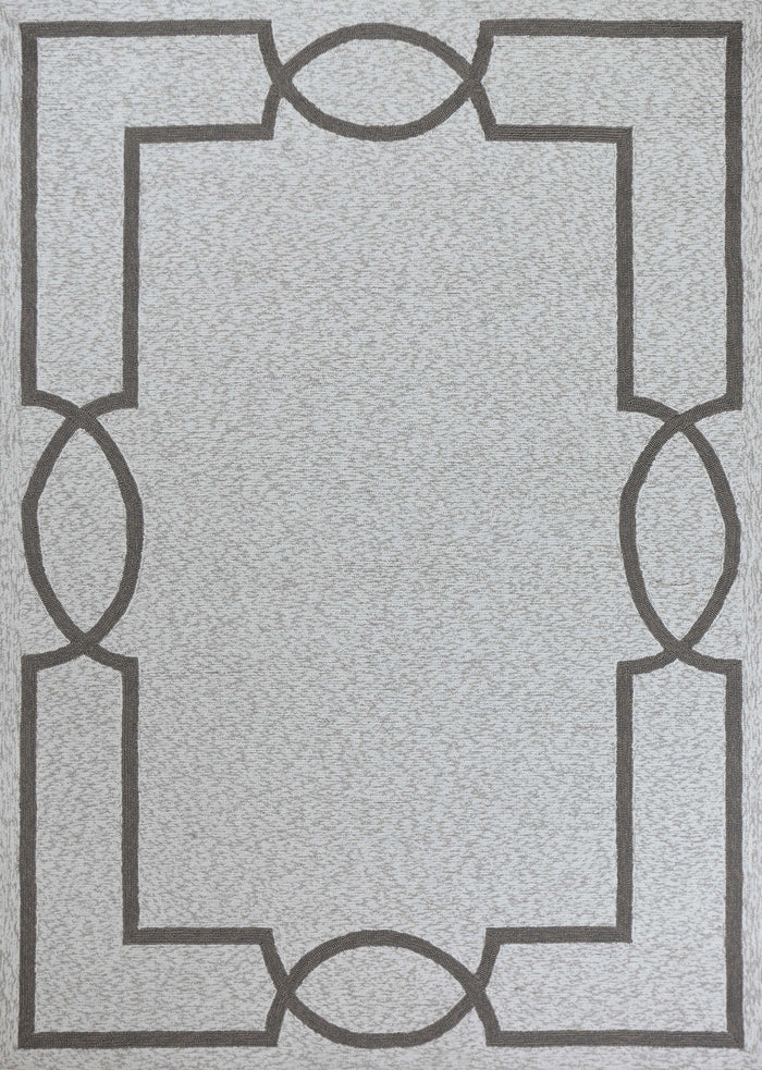 5' X 7' Ivory And Brown Geometric Handmade Indoor Outdoor Area Rug