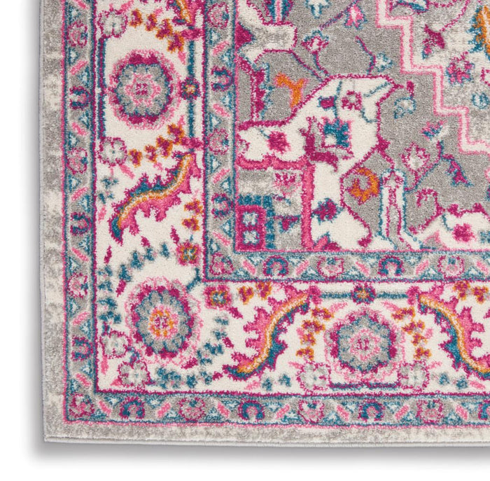 5' X 7' Light Gray And Pink Medallion Area Rug
