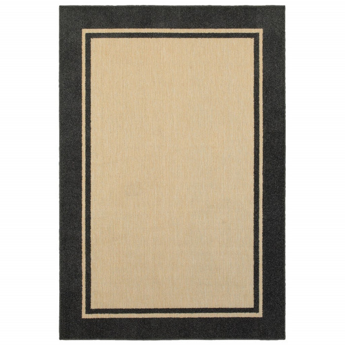 5' X 8' Beige And Black Indoor Outdoor Area Rug