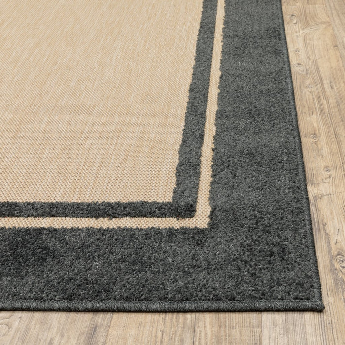 5' X 8' Beige And Black Indoor Outdoor Area Rug