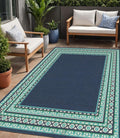 5' X 8' Blue and Green Indoor Outdoor Area Rug