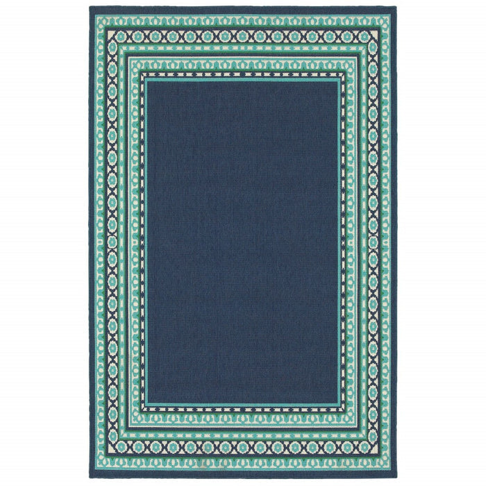 5' X 8' Blue and Green Indoor Outdoor Area Rug