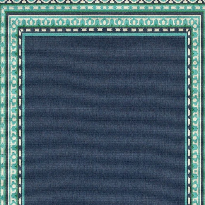5' X 8' Blue and Green Indoor Outdoor Area Rug