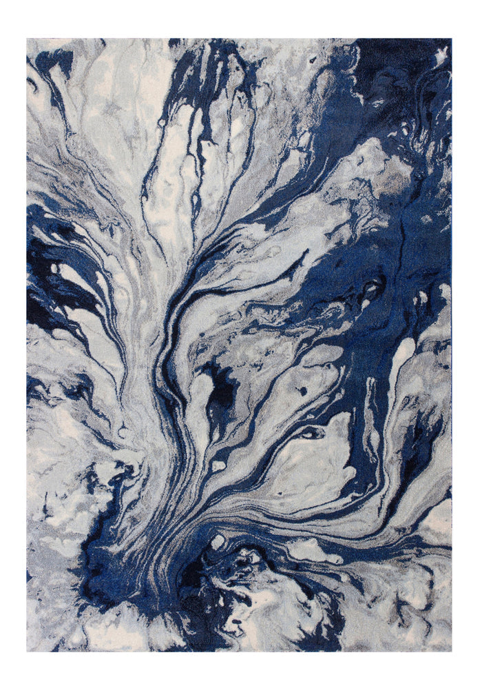 5' X 8' Blue Gray And Ivory Abstract Area Rug