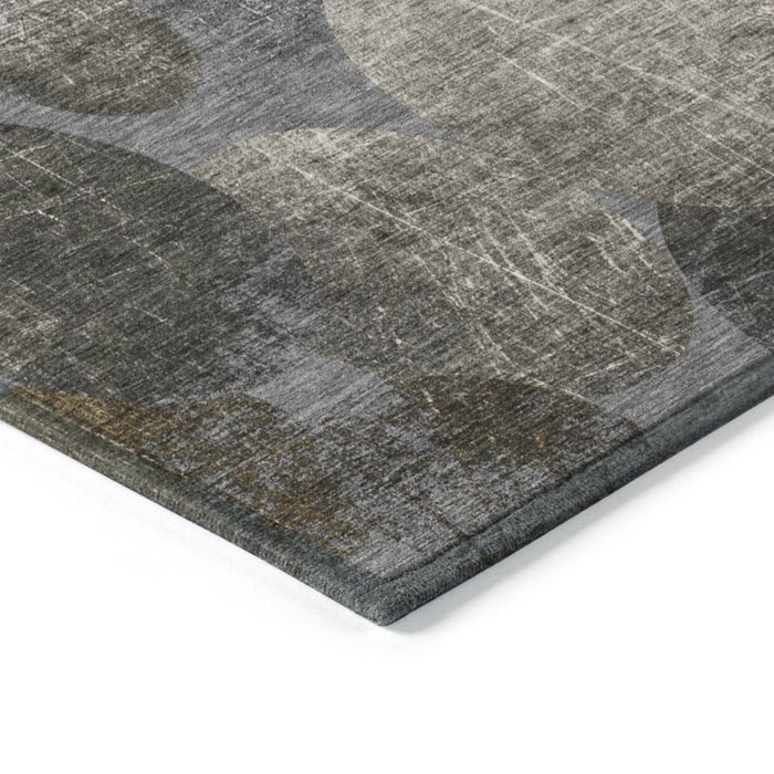 5' X 8' Brown Beige and Ivory Abstract Washable Non Skid Indoor Outdoor Area Rug