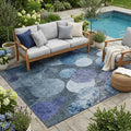 5' X 8' Gray and Blue Abstract Washable Non Skid Indoor Outdoor Area Rug