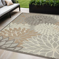 5' X 8' Gray And Ivory Floral Indoor Outdoor Area Rug