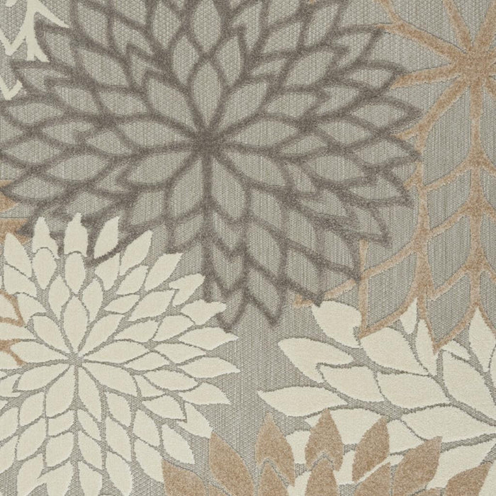 5' X 8' Gray And Ivory Floral Indoor Outdoor Area Rug