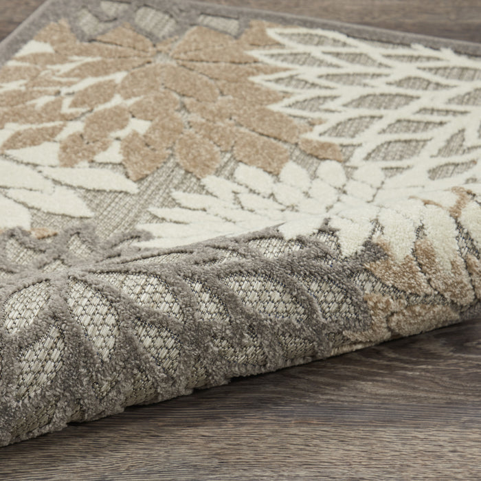 5' X 8' Gray And Ivory Floral Indoor Outdoor Area Rug