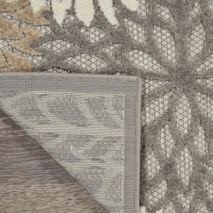 5' X 8' Gray And Ivory Floral Indoor Outdoor Area Rug