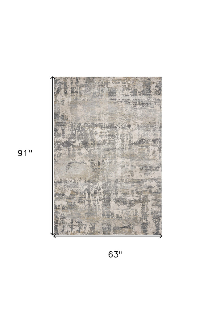 5' X 8' Gray And Tan Abstract Area Rug