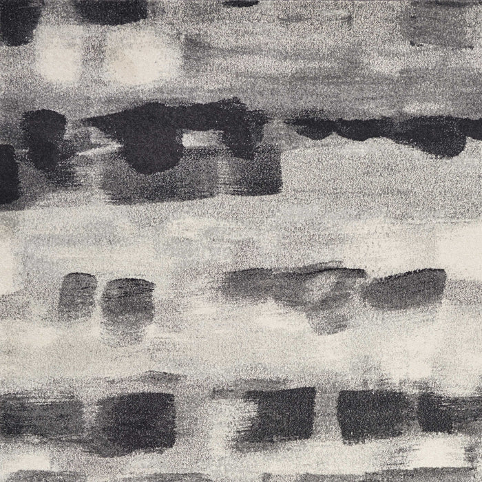 5' X 8' Gray Black And Ivory Abstract Area Rug