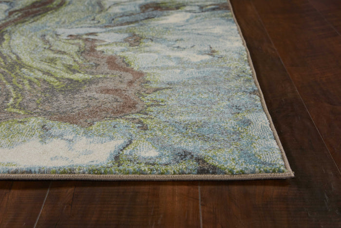 5' X 8' Green And Brown Abstract Area Rug