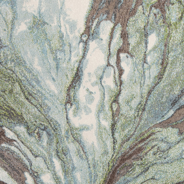 5' X 8' Green And Brown Abstract Area Rug