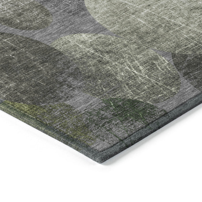 5' X 8' Green and Gray Abstract Washable Non Skid Indoor Outdoor Area Rug