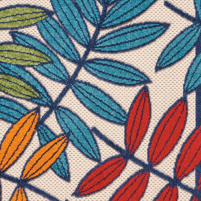 5' X 8' Ivory And Blue Floral Indoor Outdoor Area Rug