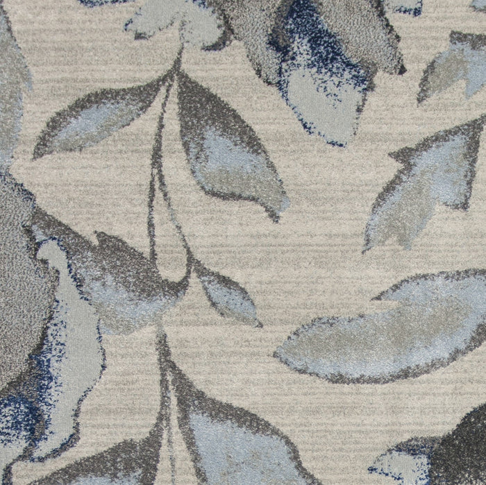 5' X 8' Ivory Blue And Gray Floral Vines Area Rug