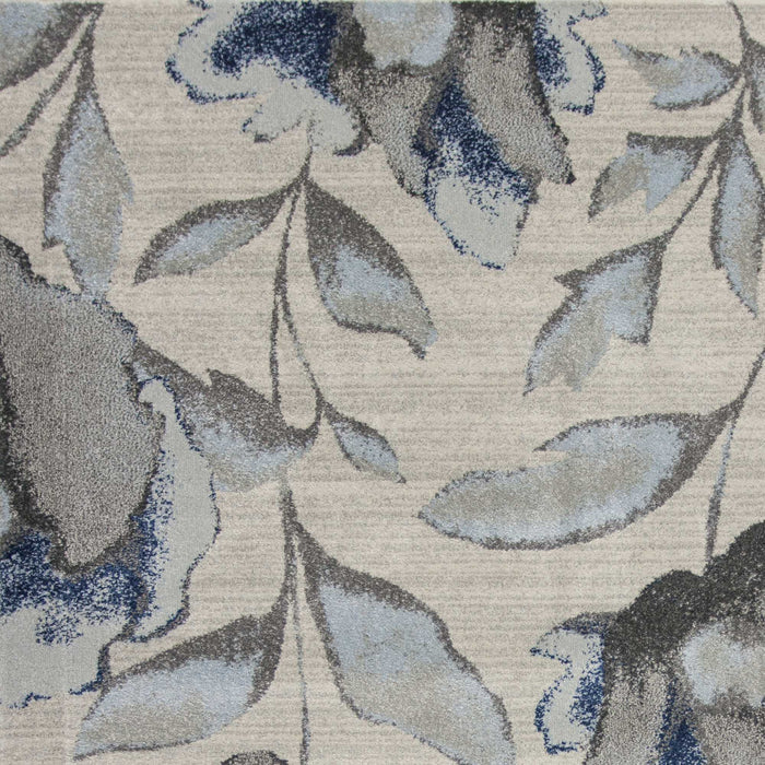 5' X 8' Ivory Blue And Gray Floral Vines Area Rug