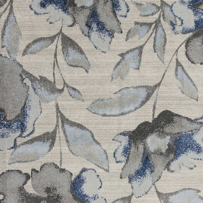 5' X 8' Ivory Blue And Gray Floral Vines Area Rug
