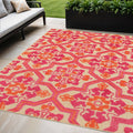 5' X 8' Pink And Orange Moroccan Indoor Outdoor Area Rug