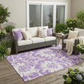 5' X 8' Purple and Ivory Floral Washable Non Skid Indoor Outdoor Area Rug