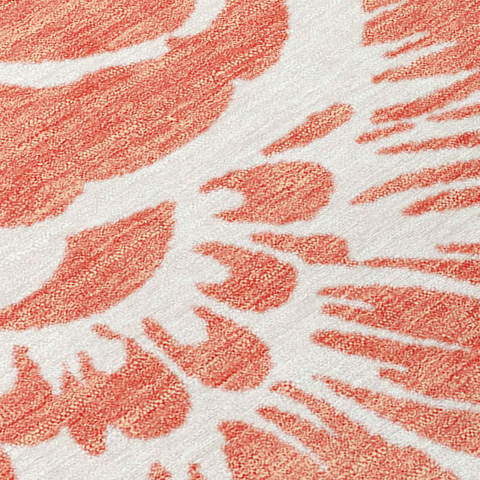 5' X 8' Salmon and Ivory Floral Washable Non Skid Indoor Outdoor Area Rug