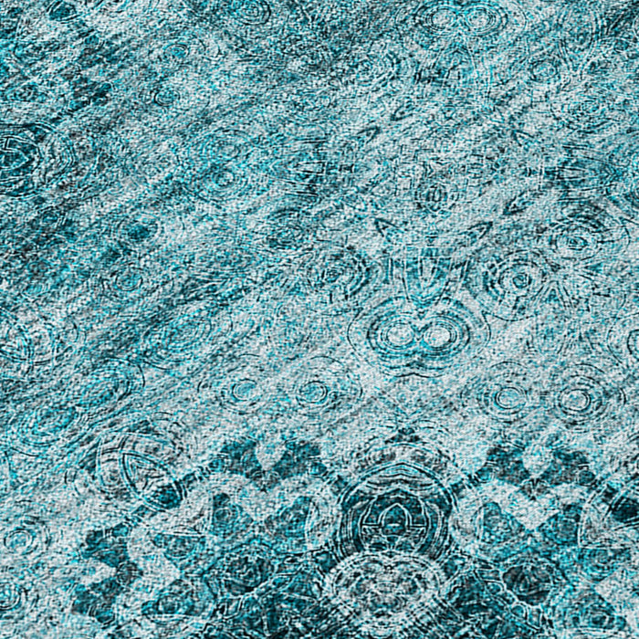 5' X 8' Teal Floral Medallion Washable Non Skid Indoor Outdoor Area Rug