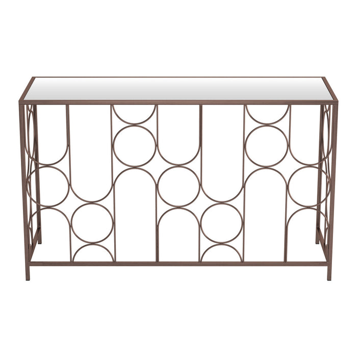 50" Clear and Bronze Mirrored Glass and Steel Frame Console Table