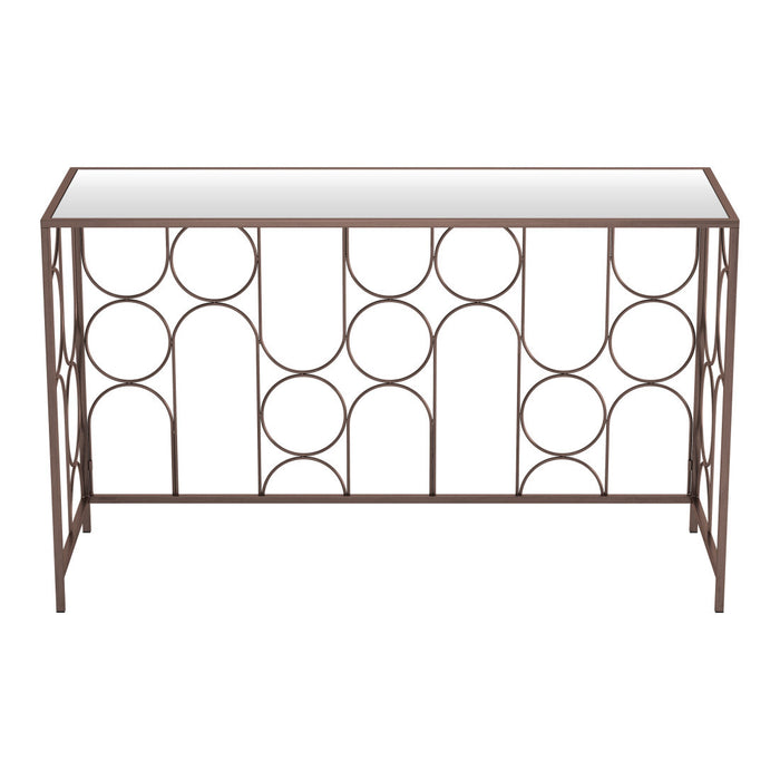 50" Clear and Bronze Mirrored Glass and Steel Frame Console Table