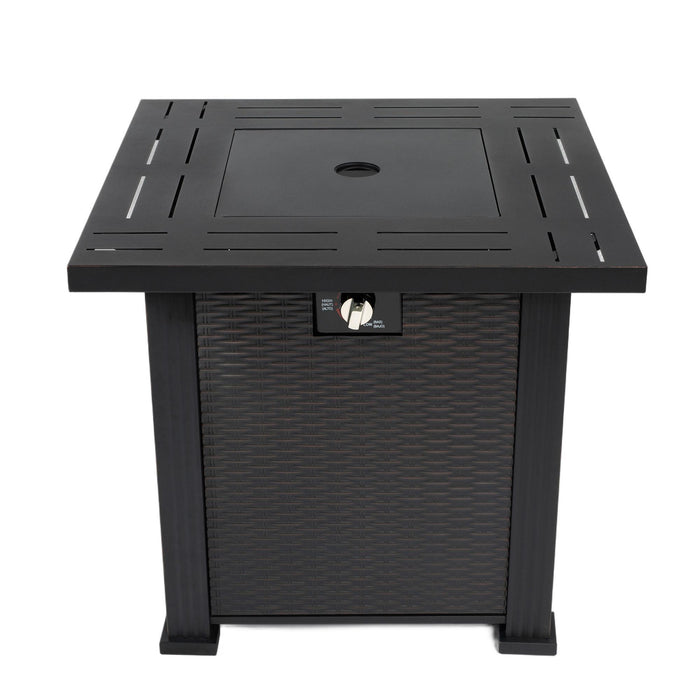 50000 BTU 28" Black Steel Propane Square Fire Pit Table With Cover