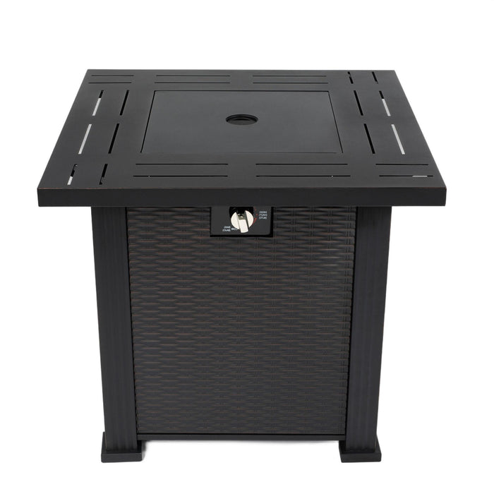 50000 BTU 28" Black Steel Propane Square Fire Pit Table With Cover