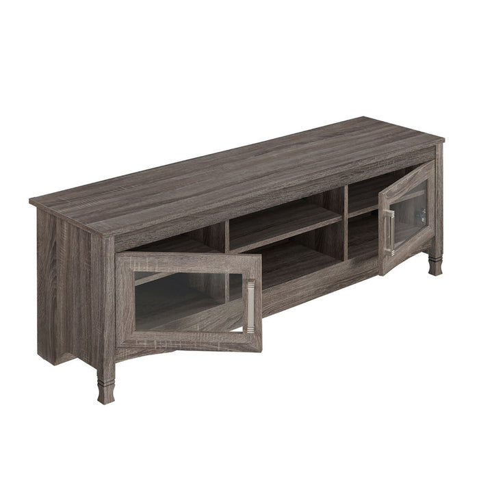 53" Gray Wood Enclosed and Open Storage TV Stand