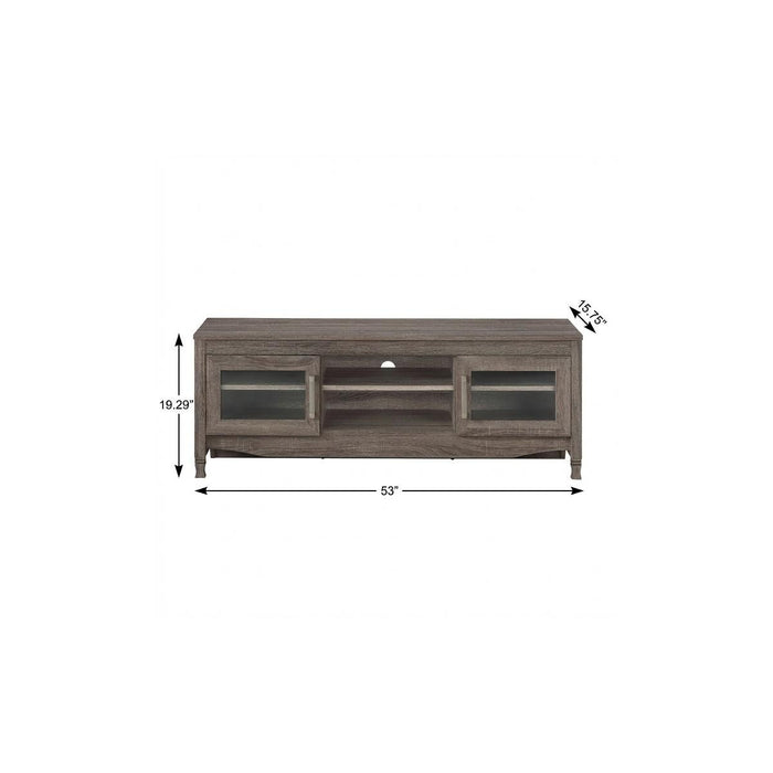 53" Gray Wood Enclosed and Open Storage TV Stand