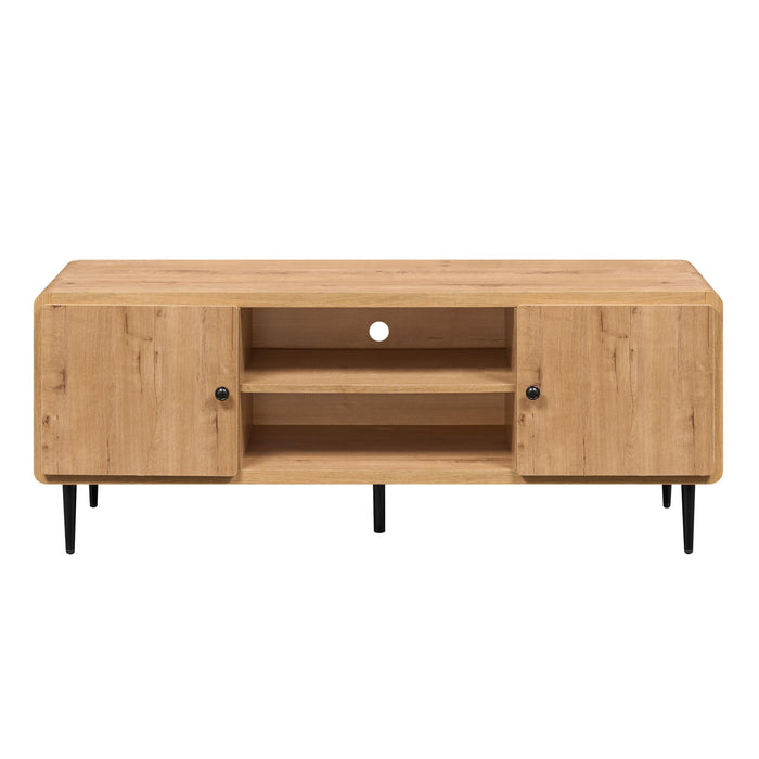 55" Natural Wood Enclosed and Open Storage TV Stand