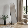 56" Black Aluminum Arch Freestanding And Wall Mounted Framed Full Length Mirror