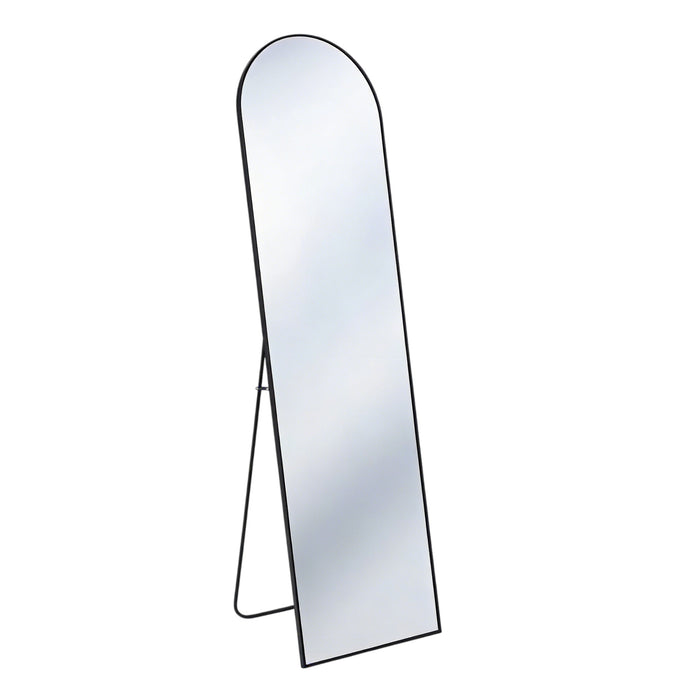 56" Black Aluminum Arch Freestanding And Wall Mounted Framed Full Length Mirror
