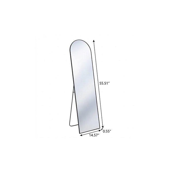 56" Black Aluminum Arch Freestanding And Wall Mounted Framed Full Length Mirror