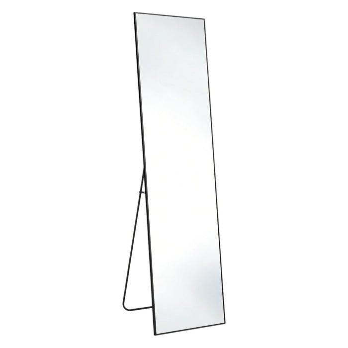 56" Black Aluminum Freestanding And Wall Mounted Framed Full Length Mirror