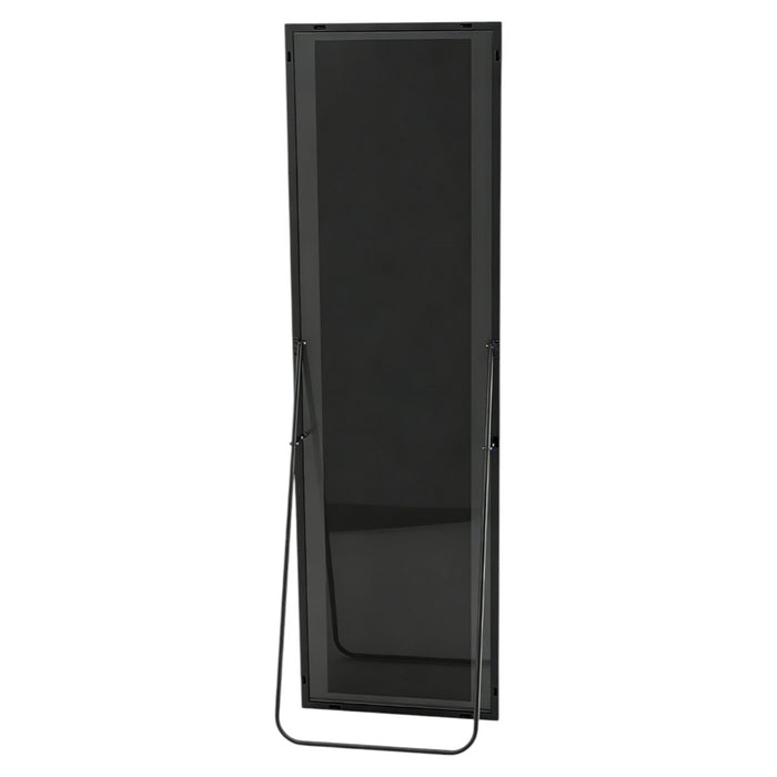 56" Black Aluminum Freestanding And Wall Mounted Framed Full Length Mirror
