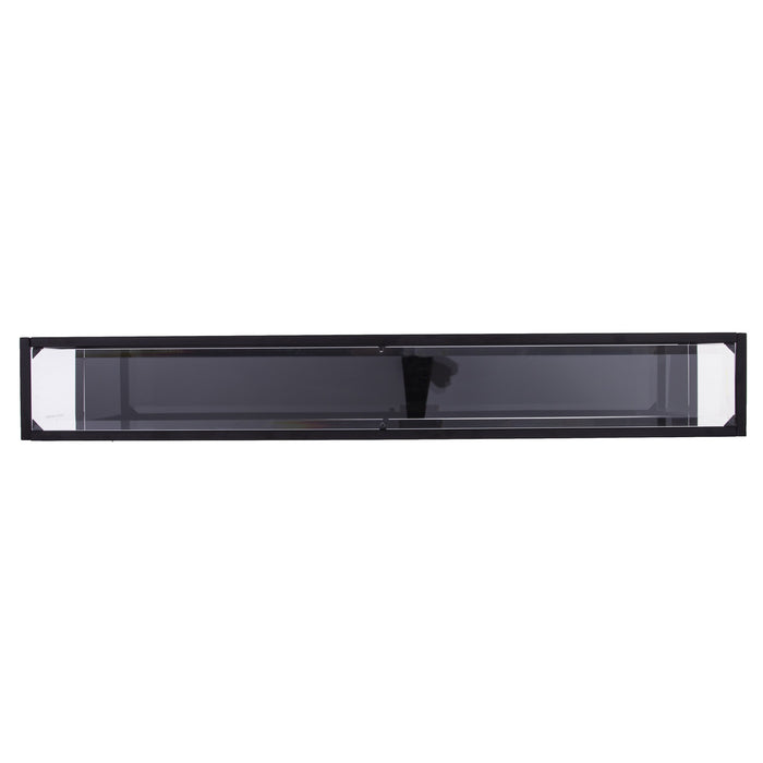 56" Clear and Black Glass Frame Console Table With Shelves