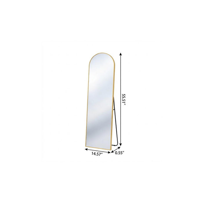 56" Gold Aluminum Arch Freestanding And Wall Mounted Framed Full Length Mirror