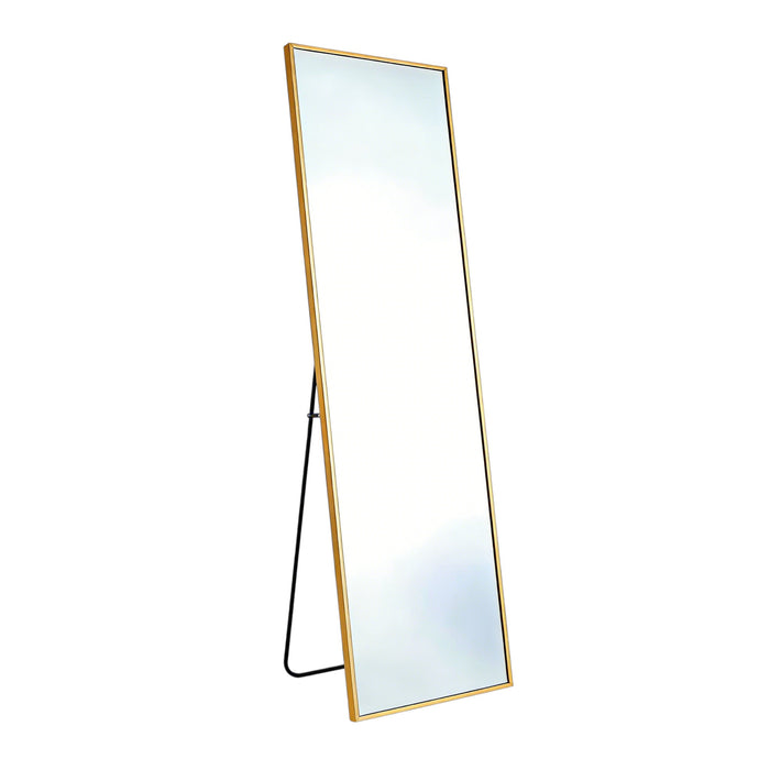 56" Gold Aluminum Freestanding And Wall Mounted Framed Full Length Mirror