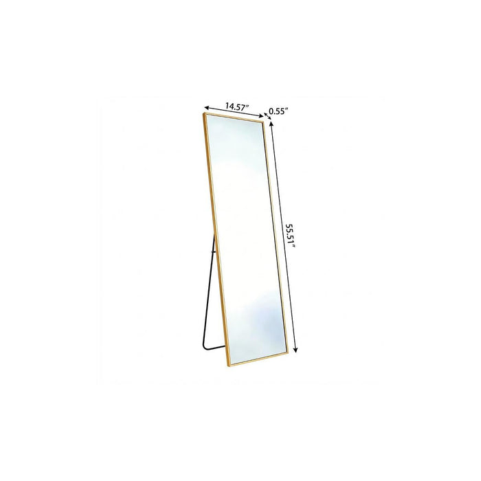 56" Gold Aluminum Freestanding And Wall Mounted Framed Full Length Mirror