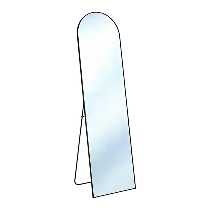 57" Black Aluminum Arch Freestanding And Wall Mounted Framed Full Length Mirror