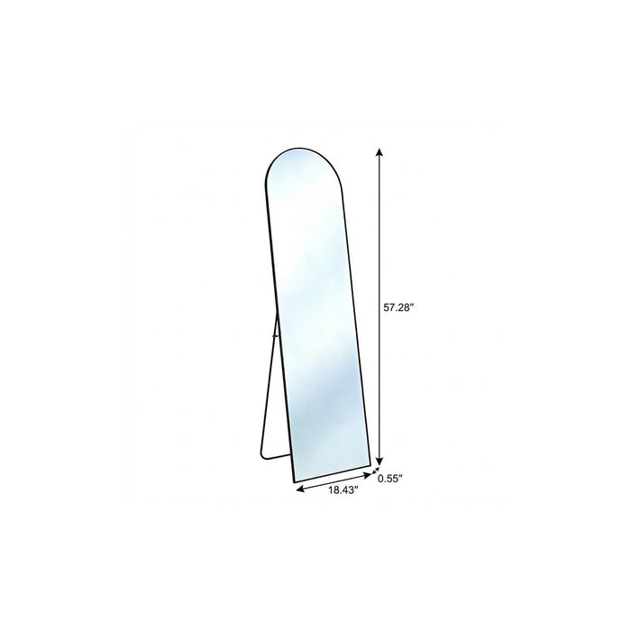 57" Black Aluminum Arch Freestanding And Wall Mounted Framed Full Length Mirror