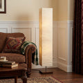 57" Brown And White Two Light Column Floor Lamp With White Paper Rectangular Shade