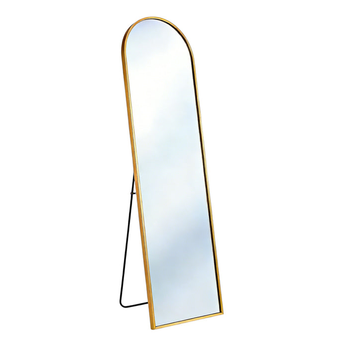 57" Gold Aluminum Arch Freestanding And Wall Mounted Framed Full Length Mirror